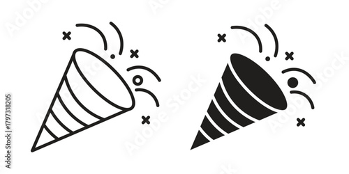 Confetti icon flat and stroke collection for ui ux work.