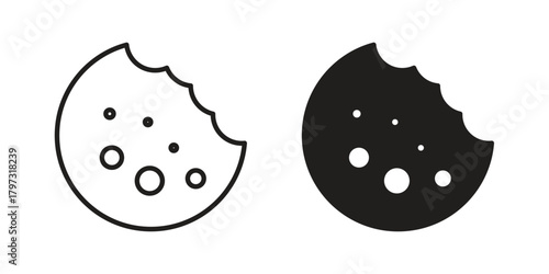 Cookie icon flat and stroke collection for ui ux work.