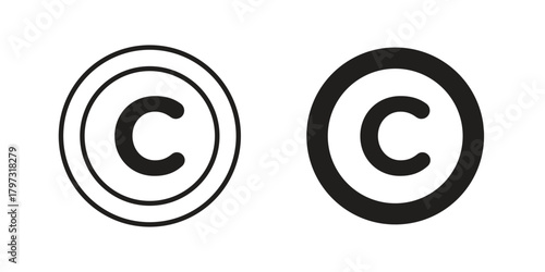 Copyright icon flat and stroke collection for ui ux work.