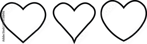 heart icons set in black line style. Vector set heart shapes . Valentine's Day , medicine concept . Love passion concept. Romantic design. modern simple heart isolated on transparent background