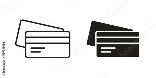 Credit card icon flat and stroke collection for ui ux work.