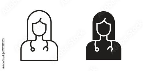 Doctor icon flat and stroke collection for ui ux work.