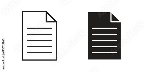Document icon flat and stroke collection for ui ux work.