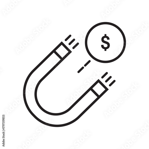 Magnet attracting a dollar coin symbolizing financial gain and investment