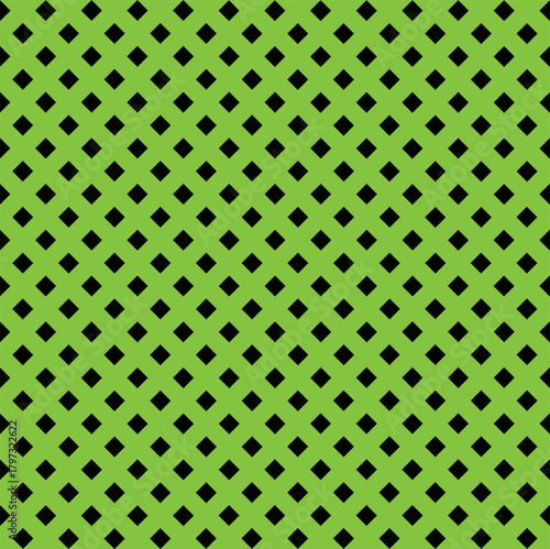 Tileable artistic vibrant lime quadrangle shape spliced form template. Trendy green cubic carpet element. Bright mint color fashion modular mesh retro techno style creative repeat recurring fond desig