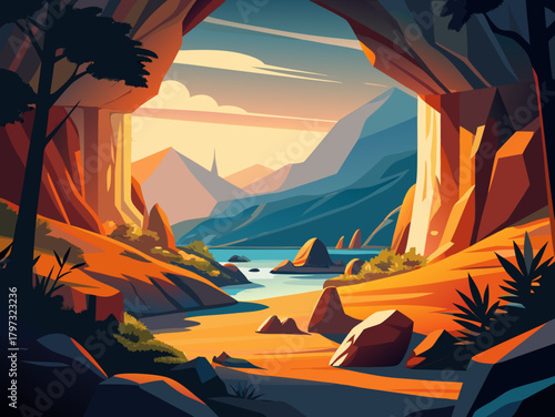 cave vector illustration 