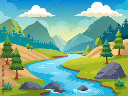 creek vector illustration