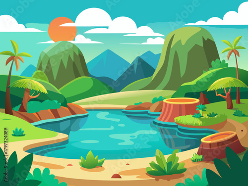  lagoon vector illustration