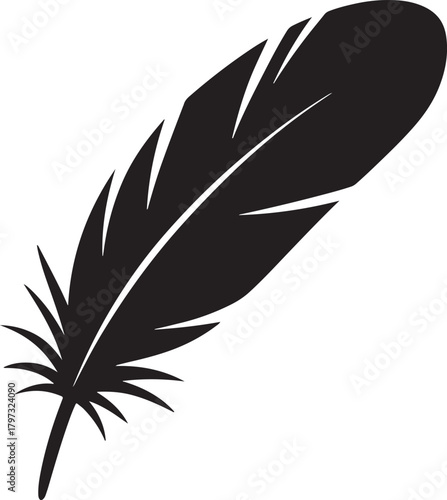Black feather silhouette isolated simple icon for design elements