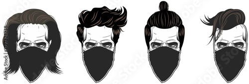Gangster masks with images and inscriptions, stylish balaclavas with patterns in the form of gangster tattoos, stylish gangster masks