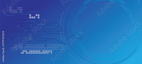Abstract AI circuit board background. Technology connected blue lines with electronics