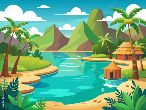  lagoon vector illustration