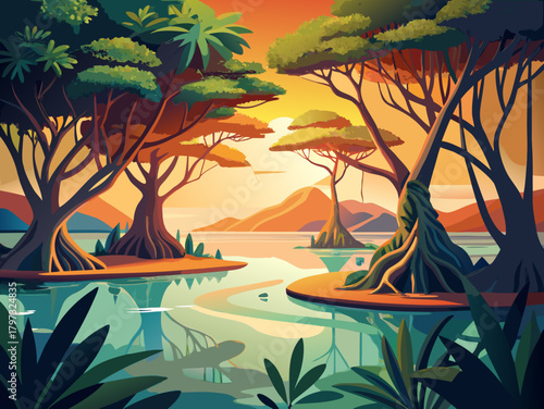 mangrove tree vector illustration