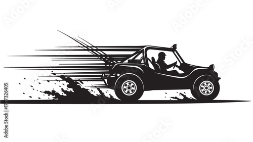 Experience the thrill of off-road adventure with this dynamic dune buggy speeding through the sand, perfect for adrenaline-fueled campaigns and showcasing rugged exploration