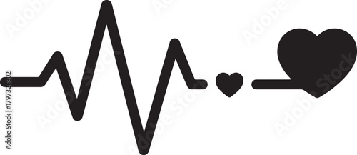 Ecg heartbeat line pulse with two loving hearts medical concept