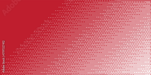 Pixelated bitmap gradient texture. Retro pixel art, green dither pattern red modern