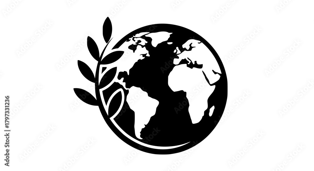 Obraz premium Earth with Olive Branch Symbolizing Peace and Environmental Conservation.