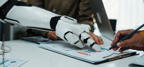 фотографія The modern workspace sees professionals embrace AI, blending cutting edge analytics with creative thinking to overcome complex marketing hurdles and expand reach