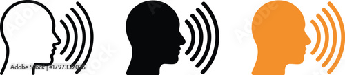 Human head profile with sound waves vector