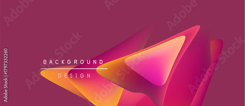 Abstract fluid shapes overlap, creating vibrant color gradients. Pink, orange, yellow hues dominate design. Text reads background design.