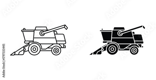 Combine harvester icon graphic design. Vector icon illustrations