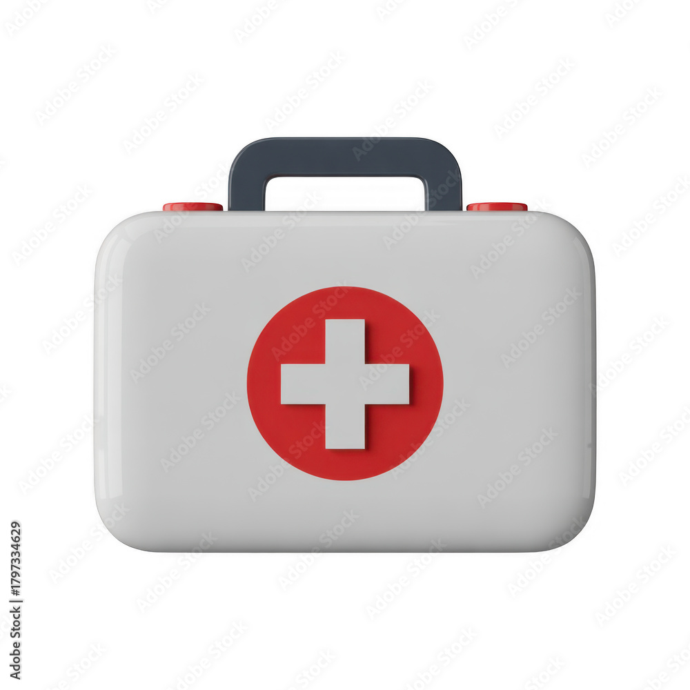 Obraz premium White medical kit with red cross isolated on a transparent background