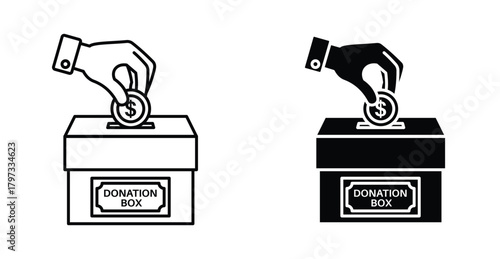Donation box icon graphic design. Vector icon illustrations