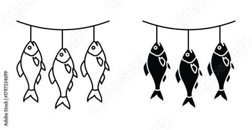 Dried fish icon graphic design. Vector icon illustrations