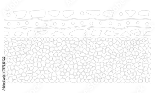 Geological and Soil Layers Cross-Section Line Art Illustrations