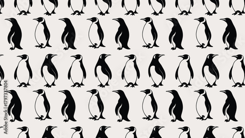Charming penguin pattern for delightful designs, perfect for kids' products, apparel, and playful branding that brings a touch of Antarctic fun to any project