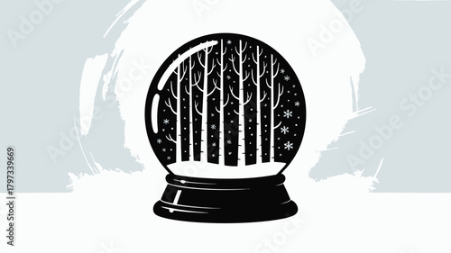 Enchanting snow globe with winter forest scene for holiday crafts and decorations, bring seasonal magic to your creative projects this year