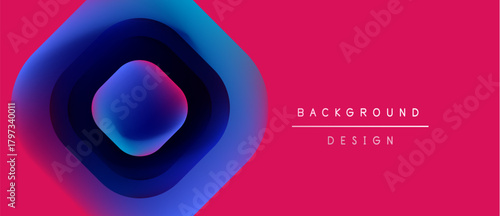 Abstract geometric design. Concentric squares blend vibrant blue, purple hues against bright pink backdrop. Modern, dynamic composition.