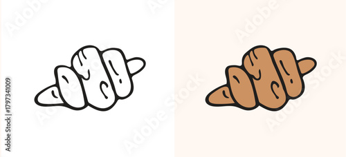 Minimalist hand drawn croissant vector illustration. Fresh French pastry, bakery food, sweet breakfast, and cafe doodle sketch art. Ideal for logo, menus, packaging, and food-related branding.
