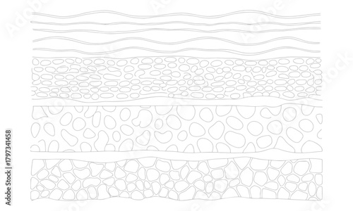 Geological and Soil Layers Cross-Section Line Art Illustrations