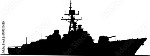Warship navy  silhouette vector illustration
