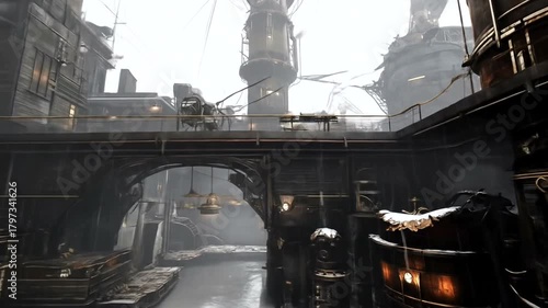 Steampunk Cityscape - A Glimpse into a Neo-Victorian World.