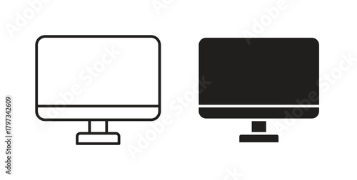 Desktop icon in simple flat trend modern graphic design abstract logotype element