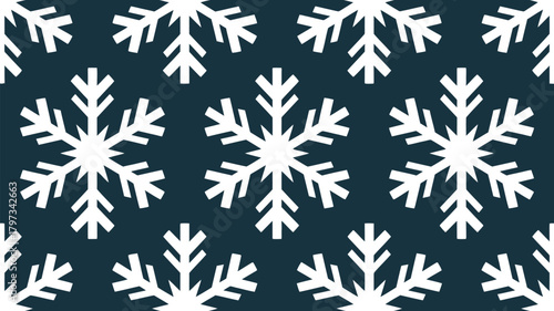 Elegant white snowflake pattern against a dark blue background, perfect for winter holiday designs and festive backgrounds, seamless and repeating
