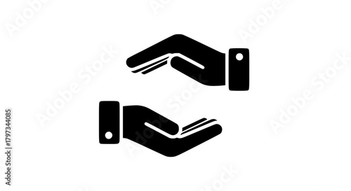 Two Hands Symbolizing Protection and Care in Black Silhouette.