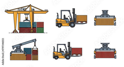 Industrial Shipping Container Handling Equipment and Vehicles.