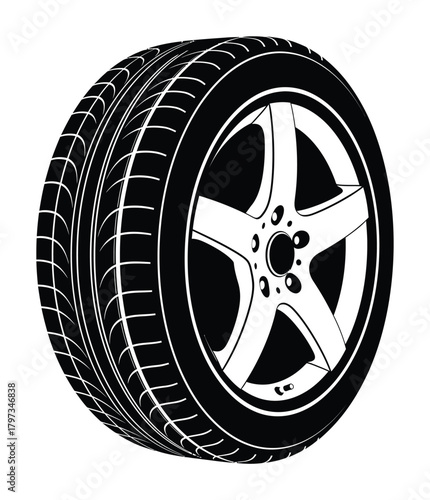 Tire vector illustration for car wheel automotive industry design eps silhouette