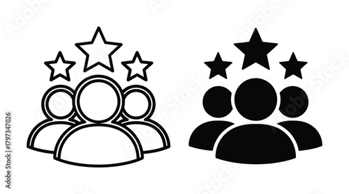 Teamwork rating success group collaboration star achievement icon vector eps silhouette
