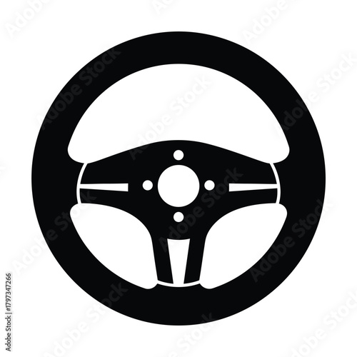 Steering wheel vector illustration for car automobile and vehicle part eps silhouette