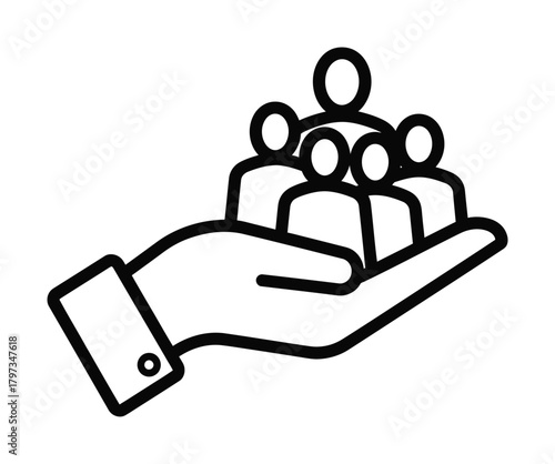 Hand holding team icon vector illustration support and care concept eps silhouette