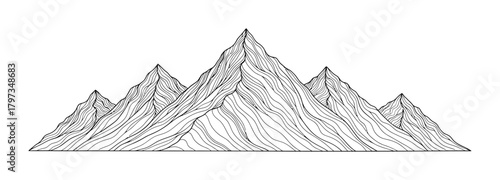 Mountain range outline vector drawing landscape peak nature background eps silhouette