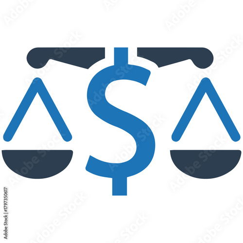 Symbol of Financial Balance: A graphic representation of financial balance, depicting a set of scales intertwined with the dollar sign, showcasing the concept of fiscal equity.