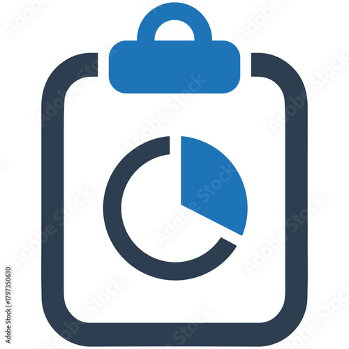 Analytical Insights: A simple, modern image of a clipboard with a pie chart. It is an illustration of data analysis and business. 