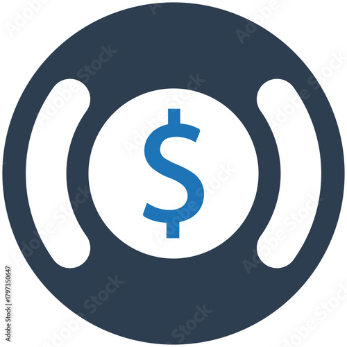 Financial Aid Icon: A symbolic depiction of financial assistance, featuring a dollar sign embraced within a circular emblem of support and assistance, illustrating the concept of monetary aid.