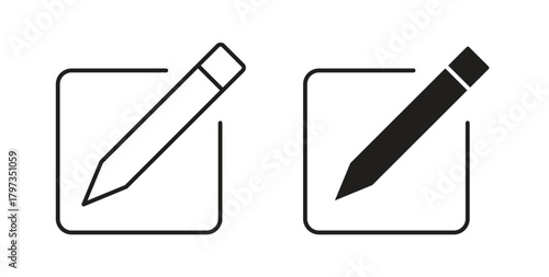 Edit button icon in line design and solid black and white colors for designs