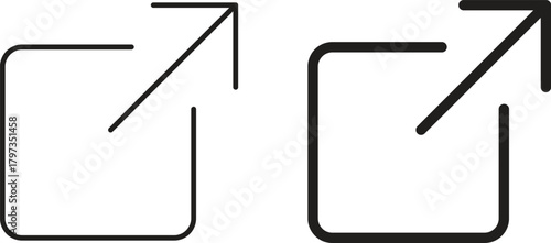 External link icon in line design and solid black and white colors for designs